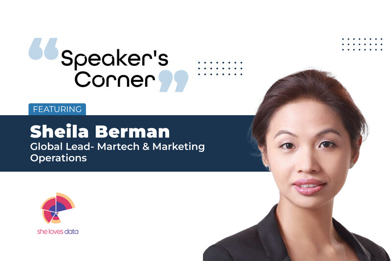 Speaker's Corner banner featuring Sheila Berman, Global Lead- Martech & Marketing Operations