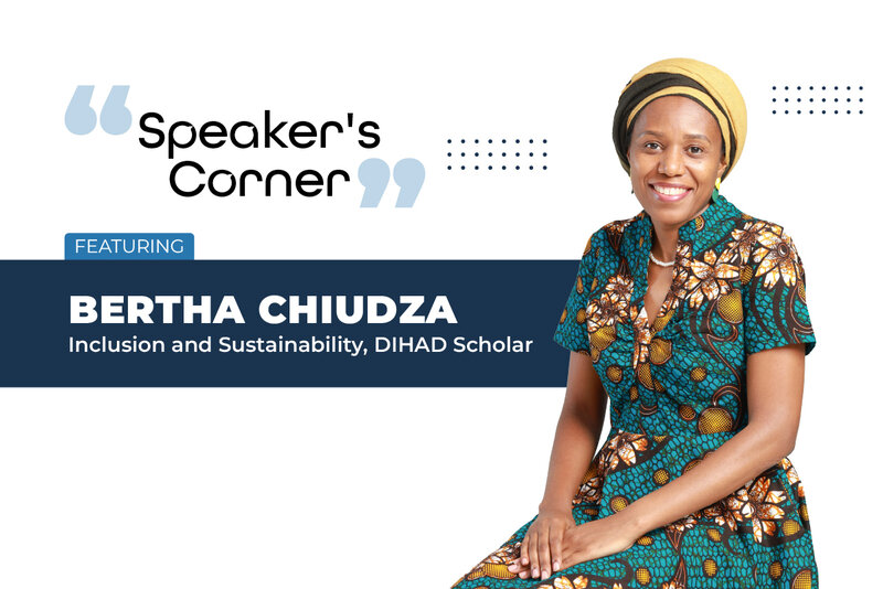 Banner image featuring Bertha W. Chiudza, Inclusion, Sustainability, DIHAD Scholar